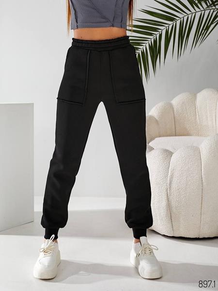 Штаны спорт Loren (40-54) 897-1 black (зима)