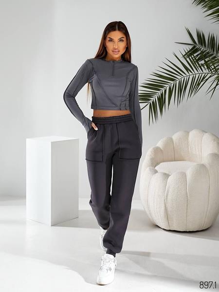 Штаны спорт Loren (40-54) 897-1 d.grey (зима)