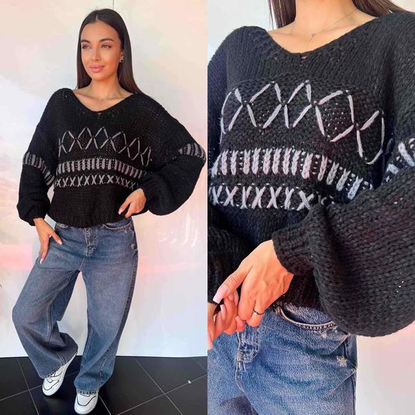 Свитер i8denim Women (one size) TB97 black (деми)