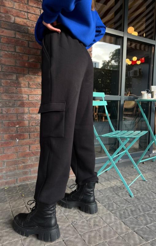 Штаны спорт MSO (S-XL) 8052 black (зима)