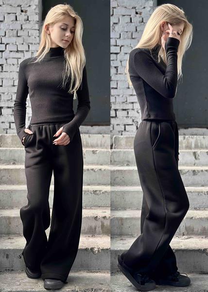 Штаны спорт Karolina (32-42) KR311 black (зима)