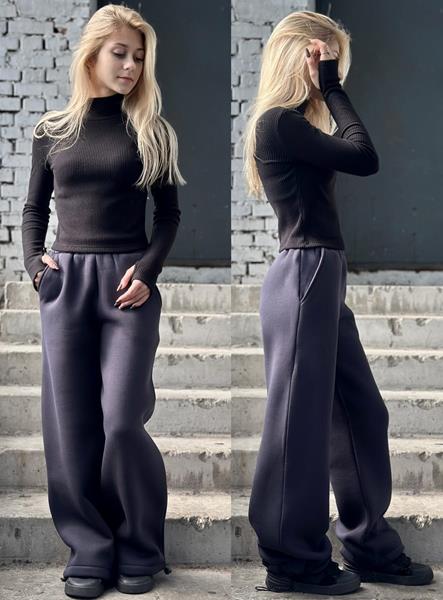 Штаны спорт Karolina (32-42) KR312 grey (зима)