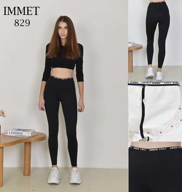 Штаны спорт Immei (M-2XL) 829 black (зима)