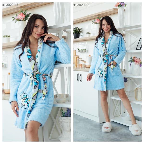 Халат Vehuiah (S-XL) 3020-18 l.blue (зима)