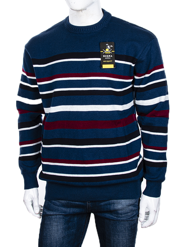 Свитер Abdo (3XL-5XL) Полоска blue батал (зима)