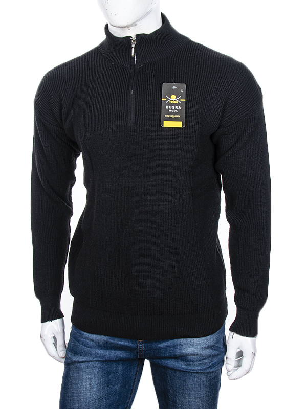 Свитер Abdo (M-2XL) Змійка black (зима)