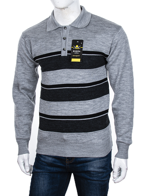 Свитер Abdo (M-2XL) Гудзик 12 grey (зима)