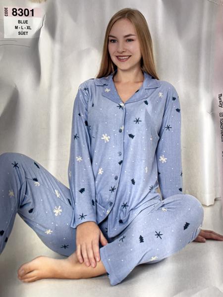 Пижама Disneyopt (M-XL) 8301 l.blue (зима)