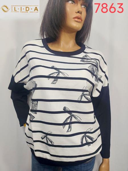 Свитер LIDA (52-62) 7863 white-navy (деми)