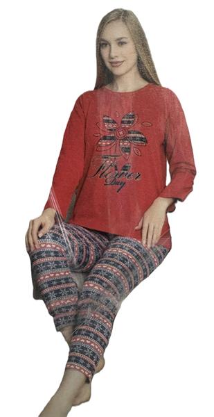 Пижама HomeWear (M-2XL) H113 red (зима)