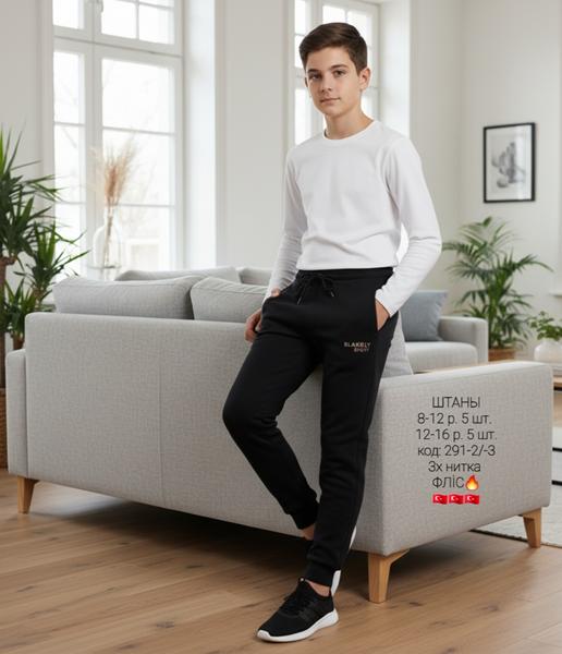 Штаны спорт AMZ (12-16) 291-3 black-beige (зима)