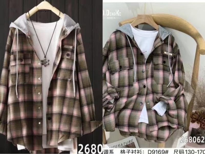 Рубашка Safi (130-170) D9169 khaki-pink (зима)