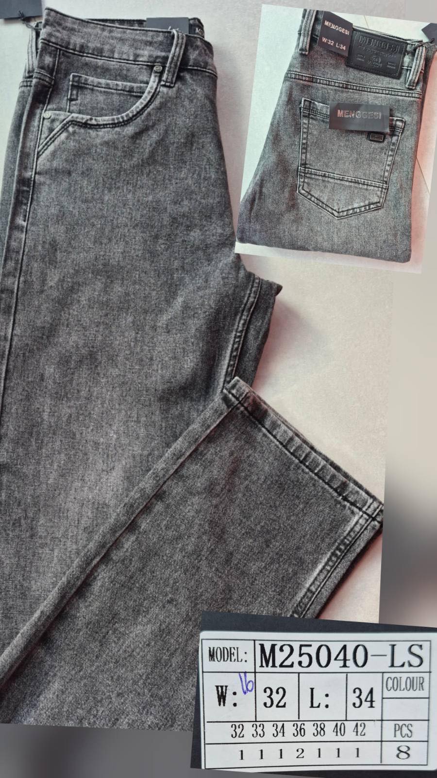 Джинсы God Baron (32-42) M25040-LS grey (деми)