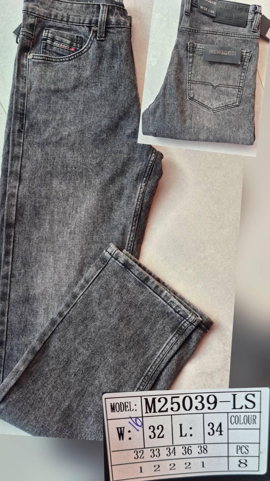 Джинсы God Baron (32-38) M25039-LS grey (деми)