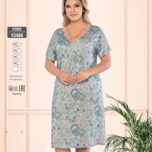 Ночнушка Disneyopt (2XL-5XL) 13486 l.blue (лето) Disneyopt 13486 l.blue