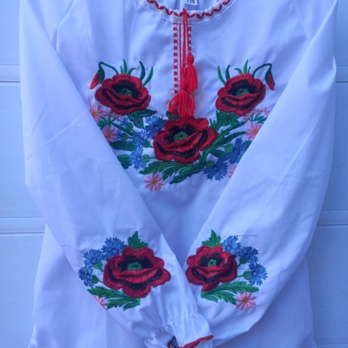 Вышиванка Кузя (128-164) 028 white (деми) Кузя 028 white