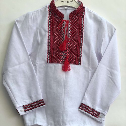 Вышиванка Кузя (128-164) 029 white (деми) Кузя 029 white