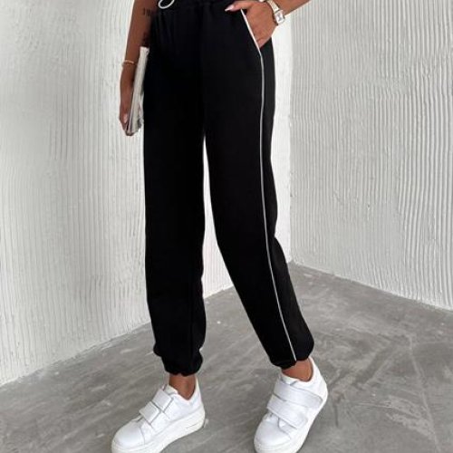 Штаны спорт Lora (M-XL) LR507 black (зима) Lora LR507 black