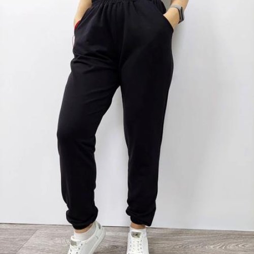 Штаны спорт Sport style (S-XL) 8023 black (зима) Sport style 8023 black