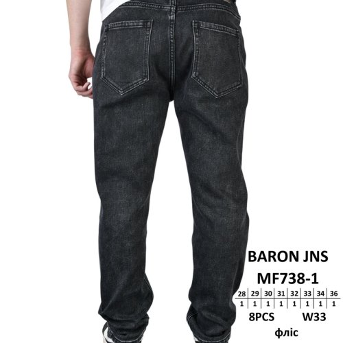 Джинсы God Baron (28-36) MF738-1 black (зима) God Baron MF738-1 black