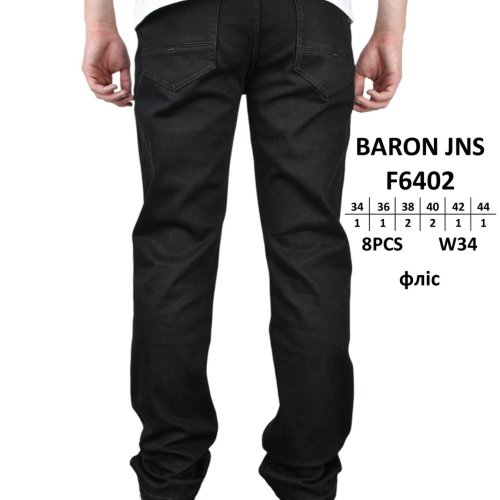 Джинсы God Baron (34-44) F6402 black (зима) God Baron F6402 black