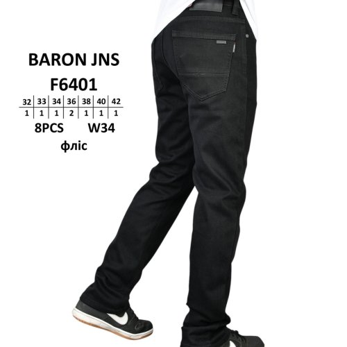 Джинсы God Baron (32-42) F6401 black (зима) God Baron F6401 black