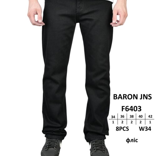 Джинсы God Baron (34-42) F6403 black (зима) God Baron F6403 black