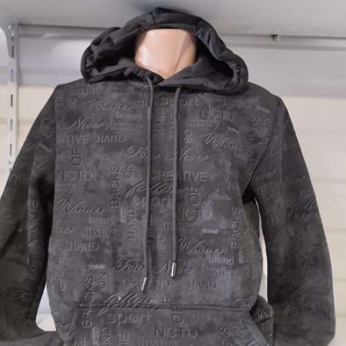 Худи Panda (M-3XL) 1351 black (зима) Panda 1351 black