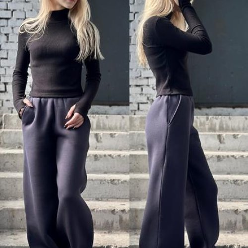 Штаны спорт Karolina (32-42) KR312 grey (зима) Karolina KR312 grey