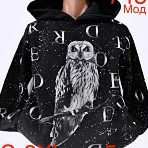 Худи Надийка (S-2XL) ND202-748 black (зима) Надийка ND202-748 black