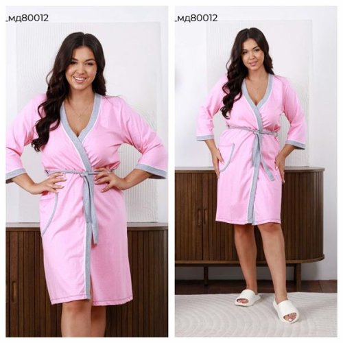 Халат Vehuiah (2XL-4XL) 80012 pink (деми) Vehuiah 80012 pink
