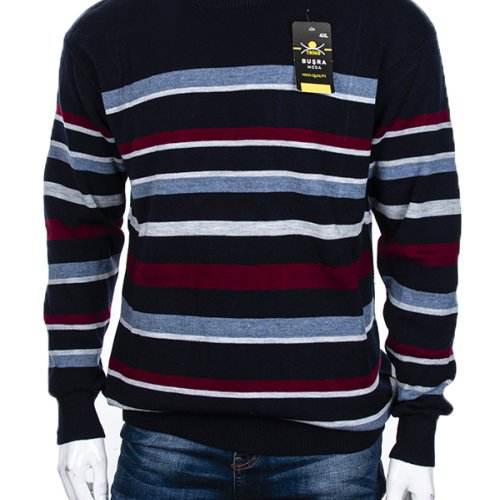 Свитер Abdo (3XL-5XL) Полоска d.blue батал (зима) Abdo Полоска d.blue батал