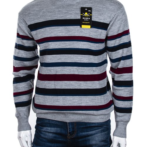 Свитер Abdo (3XL-5XL) Полоска grey батал (зима) Abdo Полоска grey батал