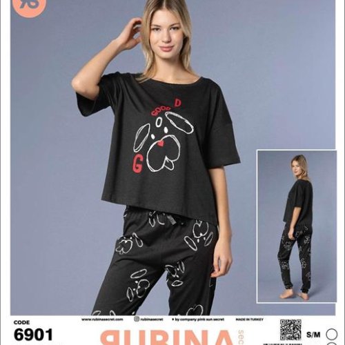 Пижама Anibur (S-XL) 6909 black (деми) Anibur 6909 black