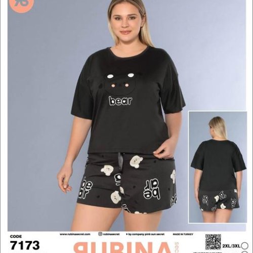 Пижама Anibur (2XL-5XL) 7173 black (лето) Anibur 7173 black