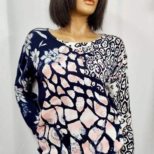 Свитер LIDA (3XL-4XL) 7608 blue-pink (деми) LIDA 7608 blue-pink