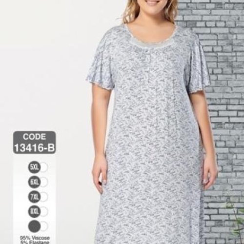 Ночнушка Cotpark (5XL-8XL) 13416B l.grey (лето) Cotpark 13416B l.grey