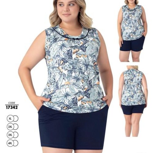 Пижама Cotpark (XL-4XL) 17342 blue (лето) Cotpark 17342 blue