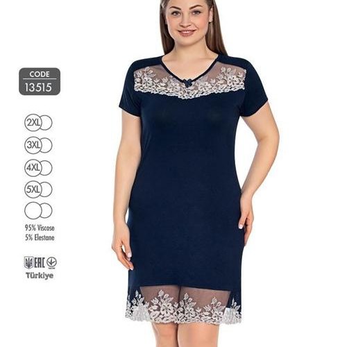 Ночнушка Cotpark (2XL-5XL) 13515 navy (лето) Cotpark 13515 navy