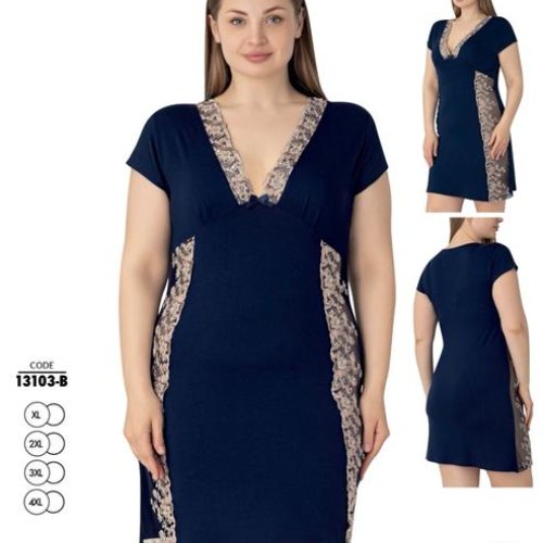 Ночнушка Cotpark (XL-4XL) 13103B navy (лето) Cotpark 13103B navy