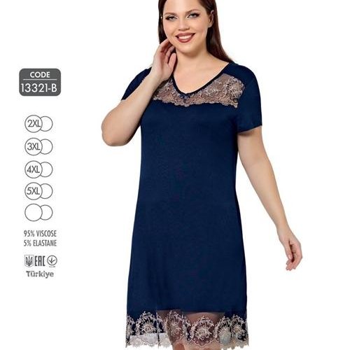 Ночнушка Cotpark (2XL-5XL) 13321B navy (лето) Cotpark 13321B navy