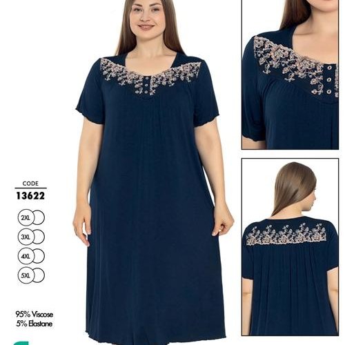 Ночнушка Cotpark (2XL-5XL) 13622 navy (лето) Cotpark 13622 navy