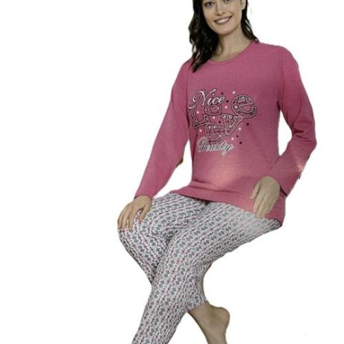 Пижама HomeWear (M-2XL) 0302 pink (зима) HomeWear 0302 pink