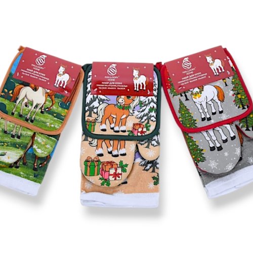 Комплект Obuv OK2 (18*18) 3203 mix Набір кухоний прихватки,рушник&nbsp; (деми) Obuv OK2 3203 mix Набір кухоний прихватки,рушник 