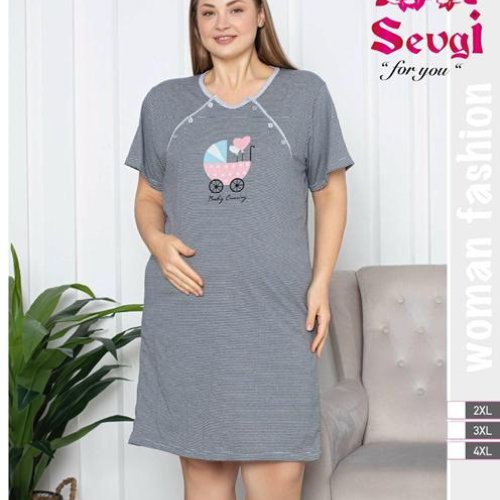 Ночнушка Disneyopt (2XL-4XL) DS408-3248 grey (лето) Disneyopt DS408-3248 grey