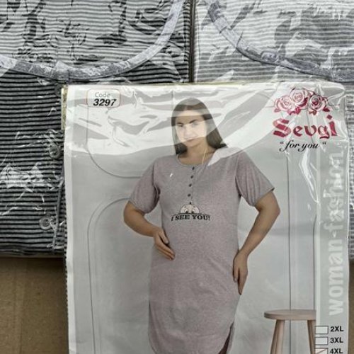 Ночнушка Disneyopt (2XL-4XL) DS413-3297 grey (лето) Disneyopt DS413-3297 grey