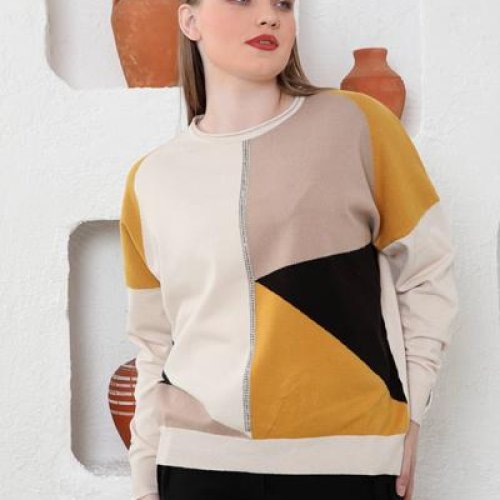 Свитер Julia (52-54) JL448 beige-orange (деми) Julia JL448 beige-orange