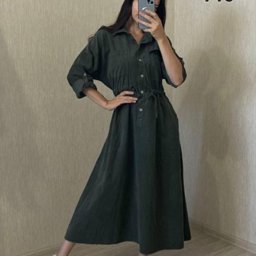 Платье FSN (46-50) 715-1 khaki (деми) FSN 715-1 khaki