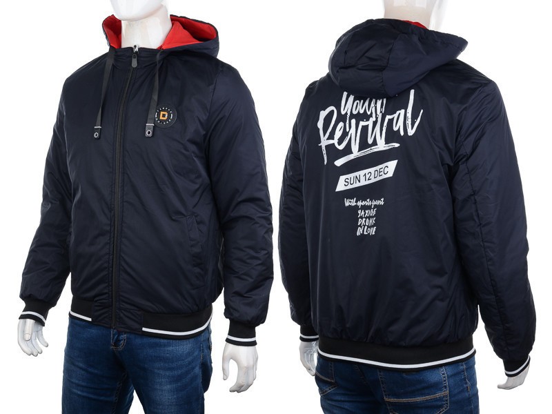 Куртка M7 (L-3XL) 2226 navy-red (деми)