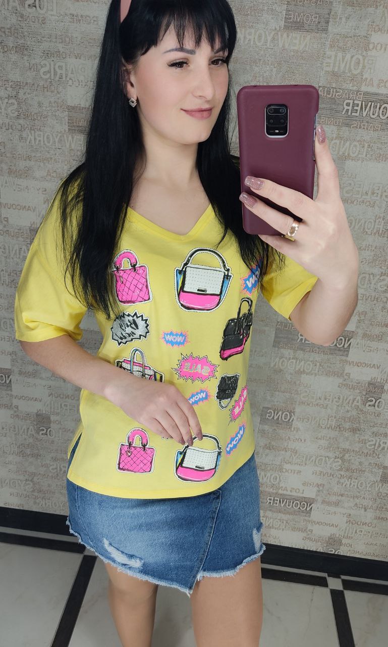 Футболка Shipi (S-L) Kyz09 yellow (лето)